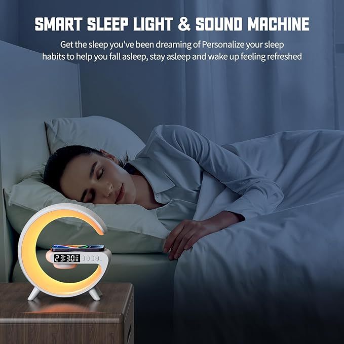 Nouvelle lampe LED intelligente en forme de G Bluetooth Speake Chargeur sans fil Lampe ('ambiance Contrôle d'application pour chambre à coucher Décor à domicile )livraison rapide 5 a 12 jour